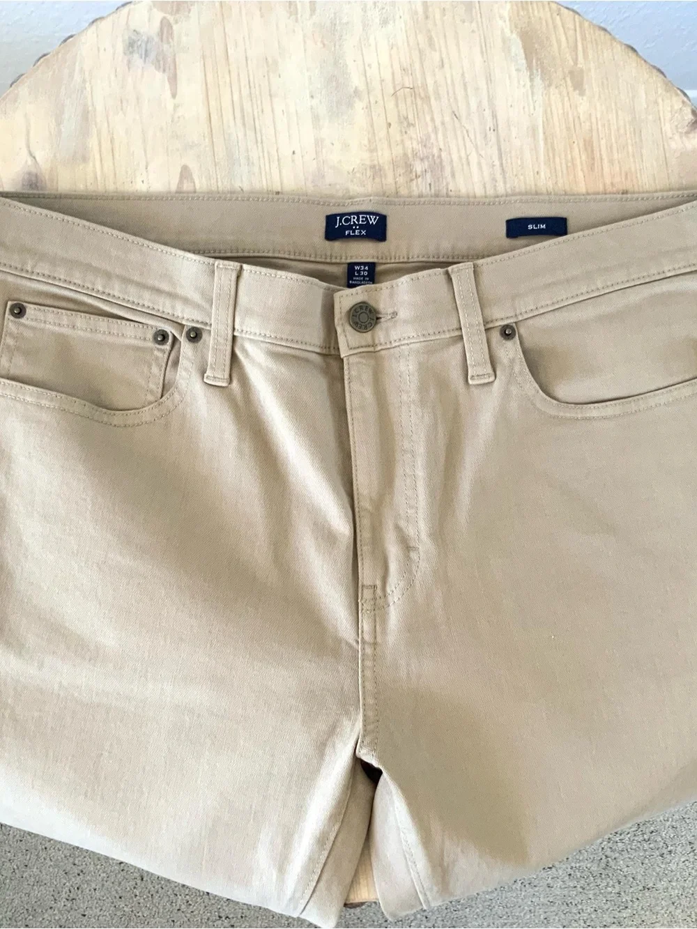 J. Crew Flex Five Pocket Tan Pants, Sz 34/30